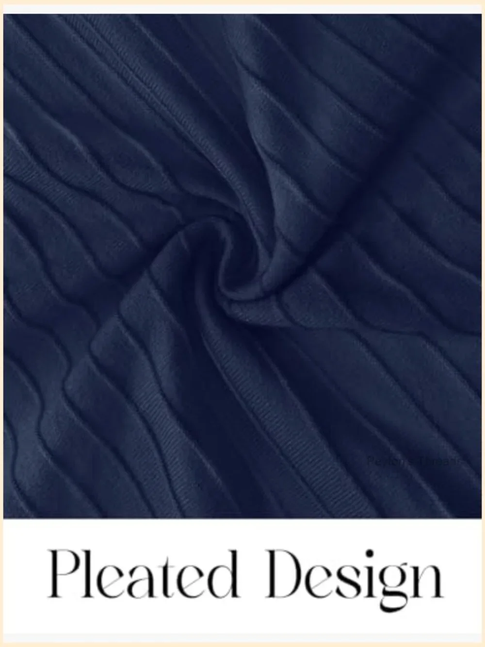 Square Neck Long Sleeve Pleated Knit Midi Dress - Picture 5 of 7